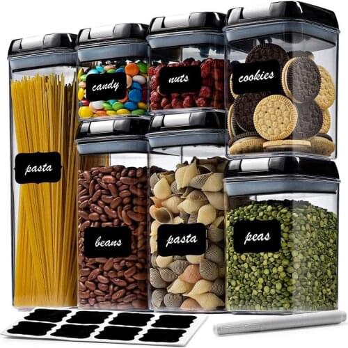 7Pcs/Set Square Airtight Food Storage Containers Pantry Organization Sealed Jars