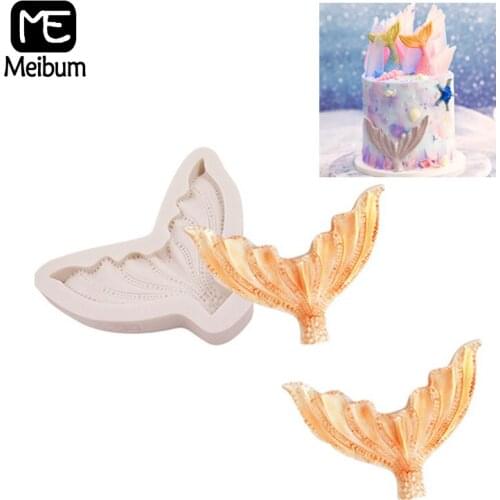 Meibum Ocean Fish Theme Silicone Mold DIY Sea Whale Tail Shape Fondant Chocolate Pastry Mould Cake Decorating Tray Baking Tools