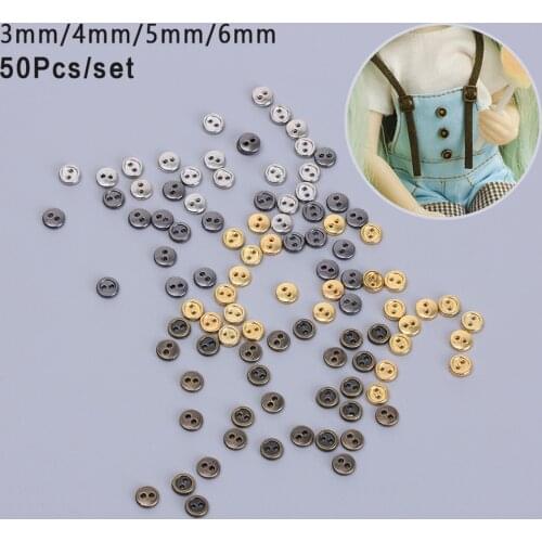 50Pcs 3/4/5mm Mini Metal Buttons Handmade Round Button Doll accessories for DIY Doll Clothes Sewing Dollhouse Accessories
