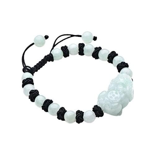 Natural Jade Emerald 8mm Beads Pixiu Bracelet Accessories DIY Bangle Charm Jewellery Fashion Hand-Carved Man Woman Luck Amule