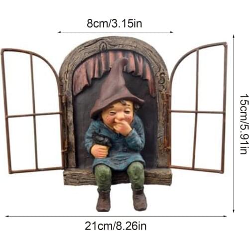 NEW Resin Naughty Gnome Dwarf Garden Decoration Statue Old Man Bark Ghost Face Fairy Dwarfs Ornament Statue Outdoor Garden Decor