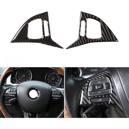 Real Carbon Fiber Car Styling Interior Steering Wheel Panel Cover Trim For VW Touareg 2011 2012 2013 2014 2015 2016 2017 2018