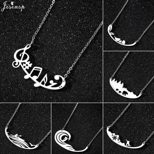 Jisensp Stainless Steel Necklace for Women Men Accessories Trendy Music Symbol Cello Pendant Necklace Fashion Jewelry Gift