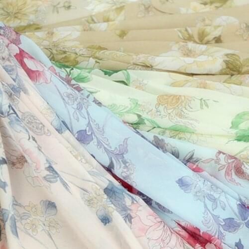Printed Cosplay Chiffon Fabric 50D Thin Summer Soft Silky Light Breathable DIY Dress