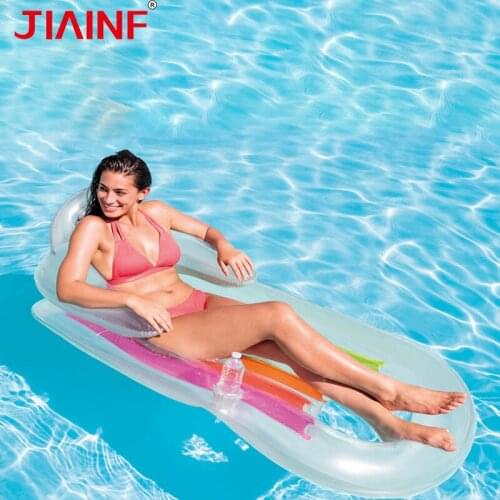 Transparent Pink Blue Inflatable Mattress Sofa Water Amusement Party Swimming Pool Accessories Floats For Adults Sun Lounger