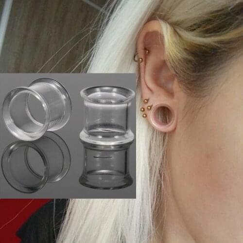 1 Pair Acrylic Body Piercing Jewelry Gauges Ear Plugs and Tunnels Black White Clear Color Expander Earrings Men Women 25mm