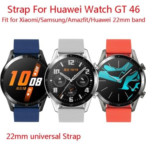 22mm Soft Silicone Band for Huawei GT 46mm Smart Watch Sport Bracelet for Universal 22MM Watch Wrist Strap Accessories
