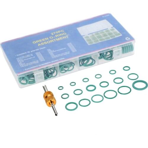 270Pcs Rubber O Rings Assortment Set 18 Sizes Gasket Washer Seals for Air Conditioning Car Auto Repair + Valve Core Removal Tool