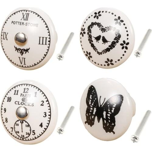 Roman Clock Designed Ceramic Knobs For Cupboard Cabinet Drawer Pulls Hardware Cupboard Wardrobe Closet