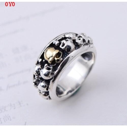 S925 silver domineering male Skull Punk Style Silver Ring, ring male superior product, a replacement