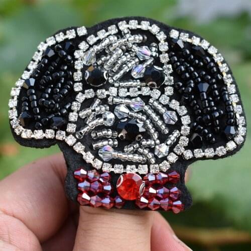 Dog Beaded Patch Sew on Girl Cartoon Embroidered Patches Clothes Stickers sewing patch For jeans bag garment DIY Handmade