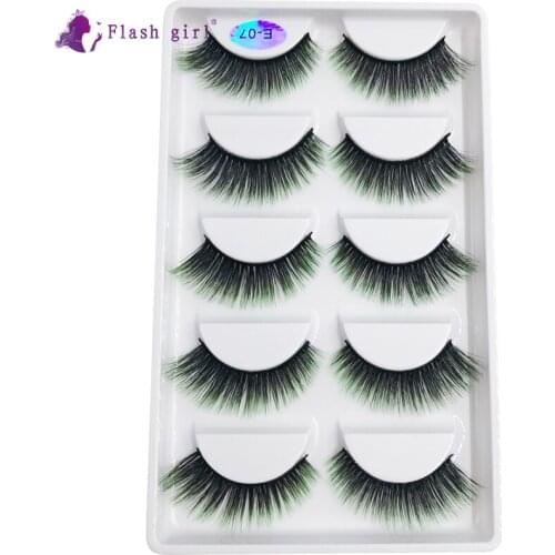High Quality 3D Mink Eyelashes 100% Handmade Coforful Fake Eye Lashes 5 Pairs Fluffy Natural Thick Eyelash Extension Makeup E07
