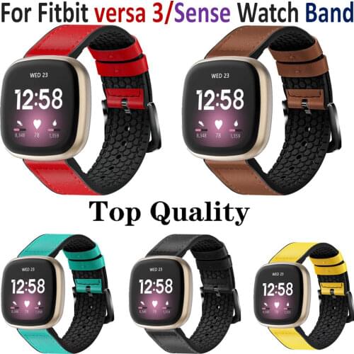 Top Quality For fitbit Versa3/Sense Watch Accessories Wrist Smart Bracelet Band for fitbit Versa 3 Strap Leather watchband Belt