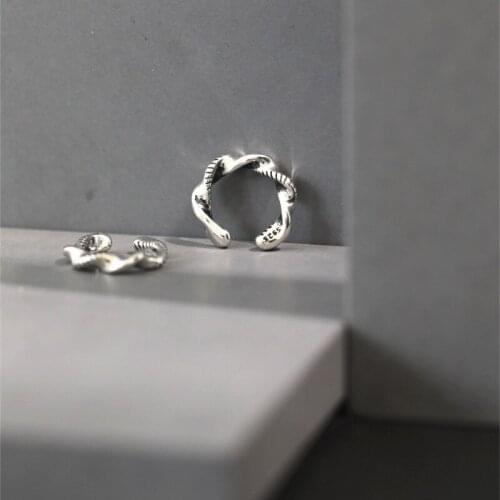 YIZIZAI Silver Plated Ear Cuff Korean Fashion Twist Clip on Earrings Silver Color Clip Earrings Without Piercing Fine Jewelry