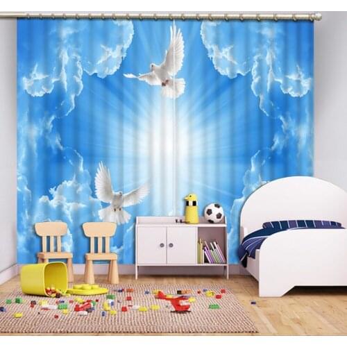 Rural 3d Curtains Blue sky and white clouds For living room bedrooms window cutains Home Decoration