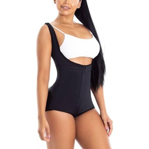 Womens Zip Front Closure Flatten Abdomen Waist PostpartumTummy Control Shapewear Powernet Shaping Wide Shoulder Straps Girdle