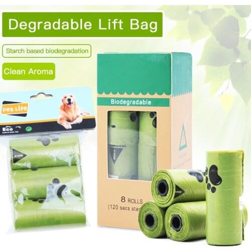 15pcs/roll Degradable Pet Dog Garbage Clean-up Bag PE Puppy Cat Poop Cleaning Bag For Pet Outdoor Waste Poop Pick Up Toilet Bags
