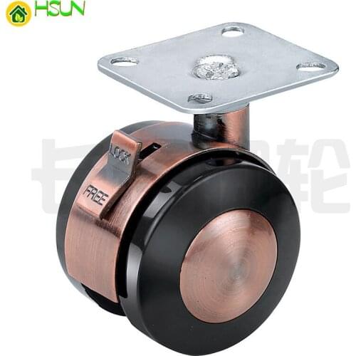 2 inches Zinc alloy Red bronze Flat swivel casters Furniture Wear-resistant Silent wheel Electrical casters