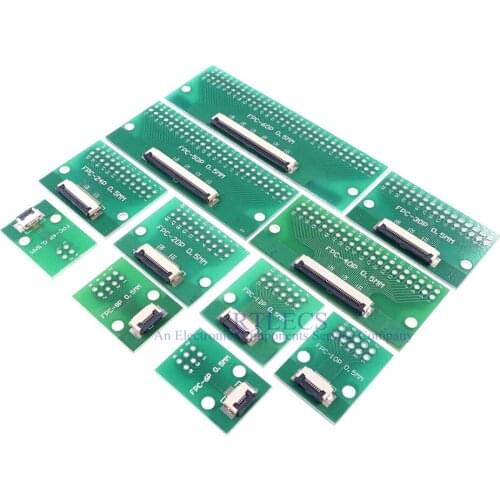 2 pcs FPC FFC 4 6 8 10 12 20 24 30 40 50 60 Pin Adapter 0.5 mm to 2.54 mm x 2.54 mm pitch through hole DIP PCB adapter Converter