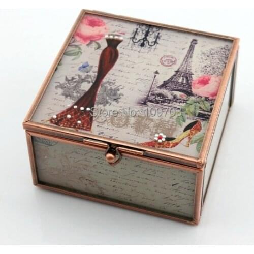 2015 New Design Wedding Gifts Paris Style Glass Trinket Box Glass Jewelry Box SCJ687-BM-A