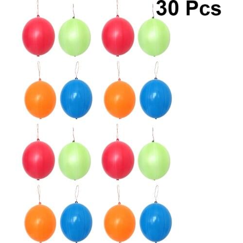 30pcs 8g Punch Balloons Gifts Weddings Neon Punch Balloons Daily Games Punch Balls with Rubber Band Handle (Random Color)
