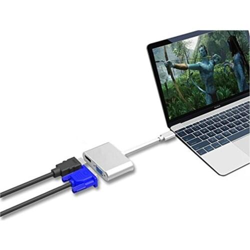 Quevinal 50pcs New USB Type-c to HDMI 4K VGA USB C HDMI VGA Adapter for MacBook Pro ChromeBook Huawei Mate 10 Sams