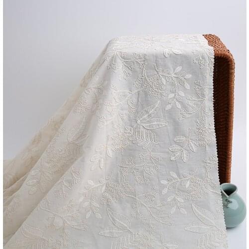 50cm*125cm/piece,Cartoon Leaf Embroidered Cotton Cloth,Clothing,Skirt,Tablecloth,Curtains,Decorative Fabric,DIY Manual Materials