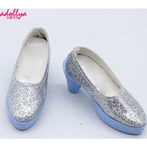 Adollya Doll Accessories 7CM Mini BJD Shoes For Dolls 1/3 Silver Crystal Princess Party Dress Cosplay Props High Heel Doll Shoes