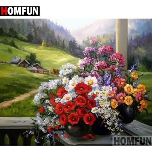 HOMFUN Full Square/Round Drill 5D DIY Diamond Painting "Flower landscape" 3D Embroidery Cross Stitch 5D Home Decor A17603