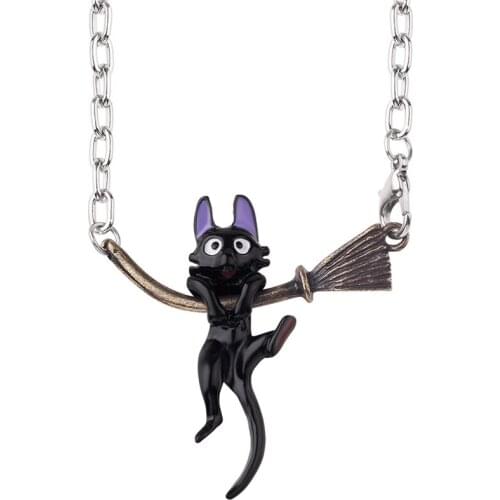 Anime Kikis Delivery Service JiJi Necklace Black Cat Pendant Cute Cosplay Hayao Miyazaki Jewelry For Women Girl Accessory Gift