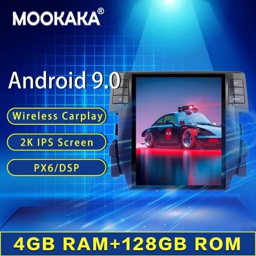 128G For Honda Civic Android Radio Tape Recorder 2016 - 2019 Car Multimedia Player Tesla Navi Stereo Head Unit No 2Din Autoradio