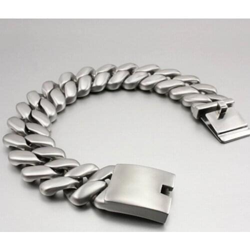 LINSION 12 Lengths Huge & Heavy 316L Brush Stainless Steel Biker Bracelet 5D007BR Free Shipping