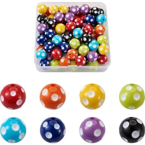 12mm 14mm 16mm 18mm 20mm Resin Bead Polka Dot Colorful Big Round Ball Beads For DIY Jewelry Necklace Bracelet Making