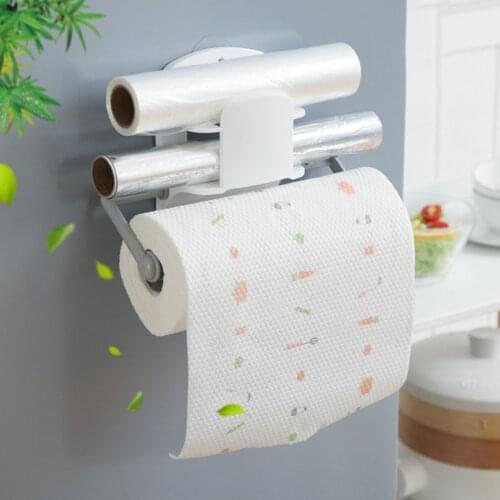 Household Retractable Kitchen Roll Holder Paper Towel Holder Plastic Wrap Storage Rack
