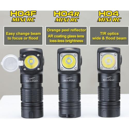 Skilhunt H04 H04R H04F RC Mini 1000 lumen USB magnetic rechargeable LED headlamp Two Customized UI EDC falshlight with battery