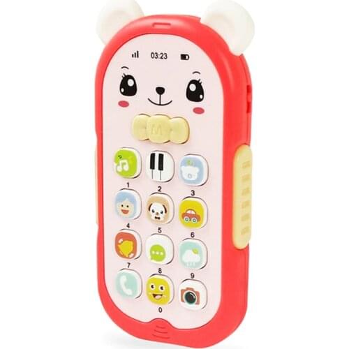 Multifunction Baby Pacifier Little Bear Cell Phone, Imitating Music Light Nibble Phone for 1+ Years Old Boys Girls