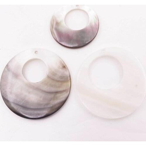 Natural Black Gray Mother of Pearl Shell Disc Coin Ring 25mm 35mm