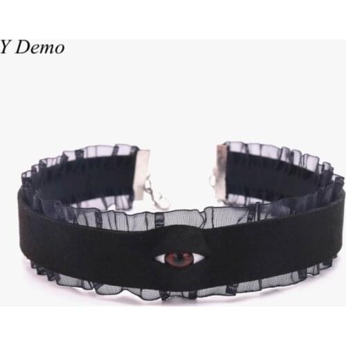 Ydemo Gothic Eyes Lace Choker Casual Velvet Adjustable Torques Necklace Harajuku Punk Accessory