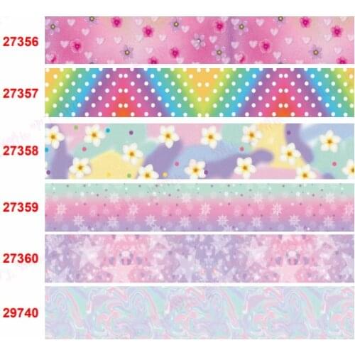 16mm-75mm Colorful Magic Series Printed Lace Printed Grosgrain/Enemy Ribbon DIY Christmas Party Bow Decoration 50 Yards/Roll