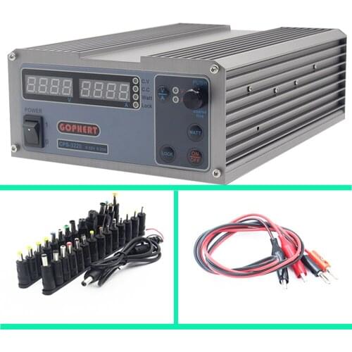 Mini cps-3220 DC Power Supply + 37pcs DC head Banana clip wire EU UK US adapter OVP/OCP/OTP low power 110V - 230V 0-32v 0-20A