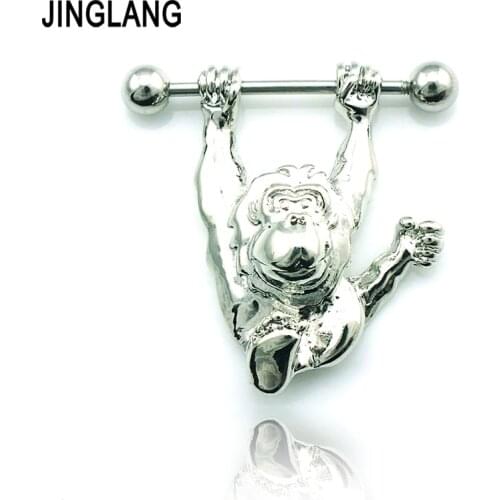 Fashion Classic Nipple Rings Stainless Steel Barbell Monkey Breast Body Piercing Body Jewelry