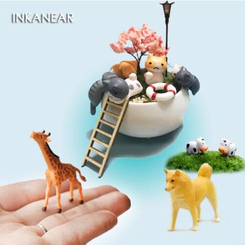 Cat Desktop Hedgehog Cute Animal Dollhouse Kit Dog Fairy Garden Miniature Ornaments DIY Accessories Bonsai Decoration Crafts