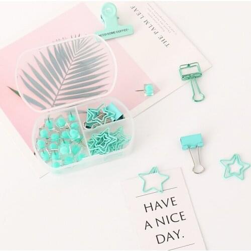 Bright Color Pin Set 19mm binder Clip set Pin Package Paper Clips Decorative Office Supplies push pin Cork Board Paper Clamp