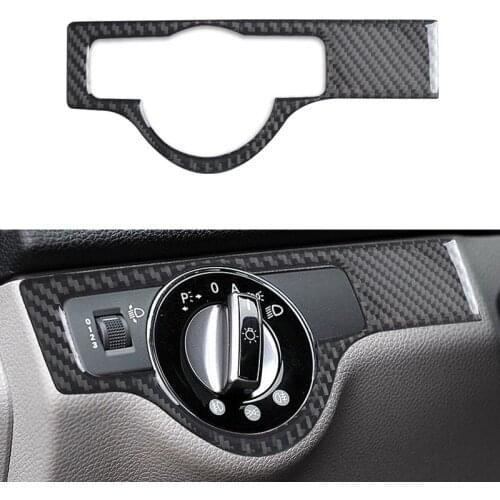 Car Headlight Button Cover Fog Lamp Switch Sticker for Mercedes Benz C-Class W204 2007-2011 Carbon Fiber