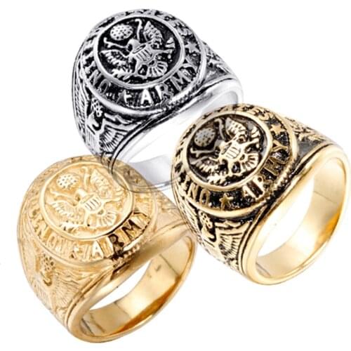 Whole Sale Price Punk Style Animal Insignia Eager Seal Rings For Men Husband Large Stainess Steel Birds Surgical Steel Jewelry
