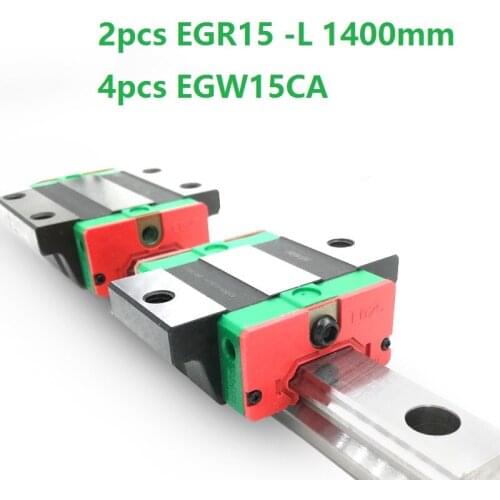 2pcs origial Hiwin rail EGR15 -L 1400mm linear guide + 4pcs EGW15CA flanged carriage blocks for CNC router