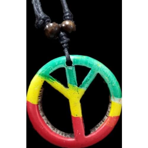 Hot Selling Men Womens Tribal Imitation Yak Bone Colorful Peace Sign Charms Pendants Adjustable Necklaces Gift MN222
