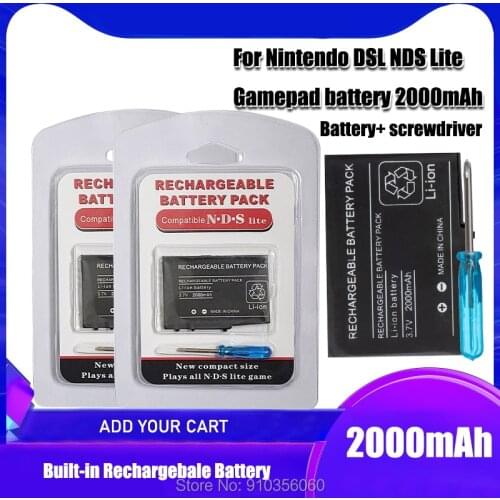 3.7V 2000mAh Rechargeable Lithium Li-ion Battery for Nintendo DSL NDS Lite Replacement Battery + Tool Pack Kit Screwdriver