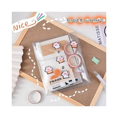 Transparent PVC winding cord storage bag creative ins file data bill skin care product storage and finishing winding bag