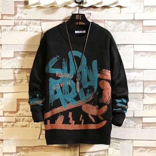 Fashion Harajuku Sweater MenS HIP HOP Streetwear Pull OverSized 3XL 4XL 5XL 2021 Long Sleeves Pullover For Autumn Spring